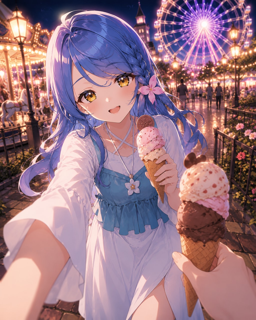 「るるか、一緒にアイス食べよ♪」～夜の遊園地デート～