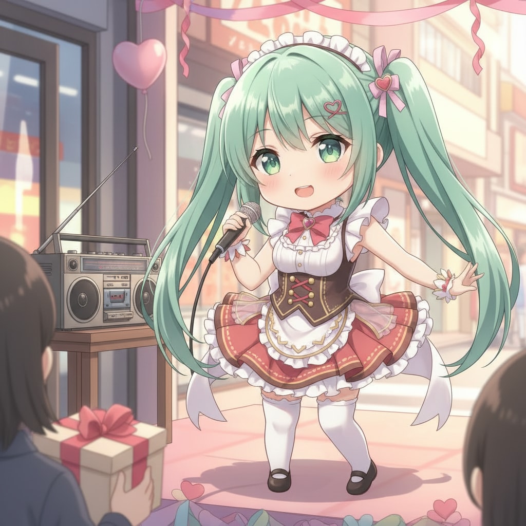 みどツイにゃん。2月13日 #世界ラジオデー。バレンタインメイド。 | の人気AIイラスト・グラビア