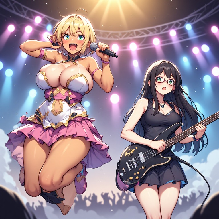 金髪ギャルと黒髪メガネ　ボーカル&ベース編