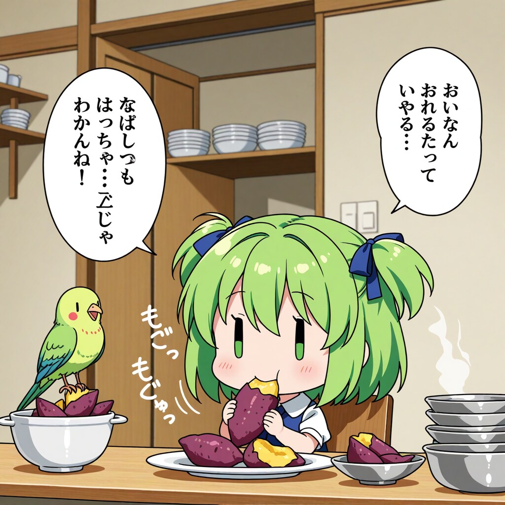 おいもを食べるちよるちゃん