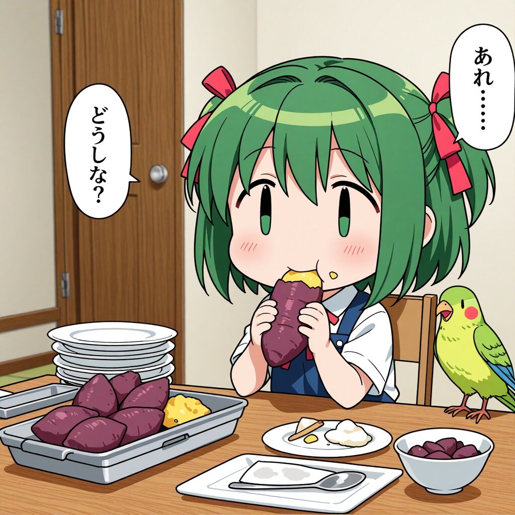 おいもを食べるちよるちゃん