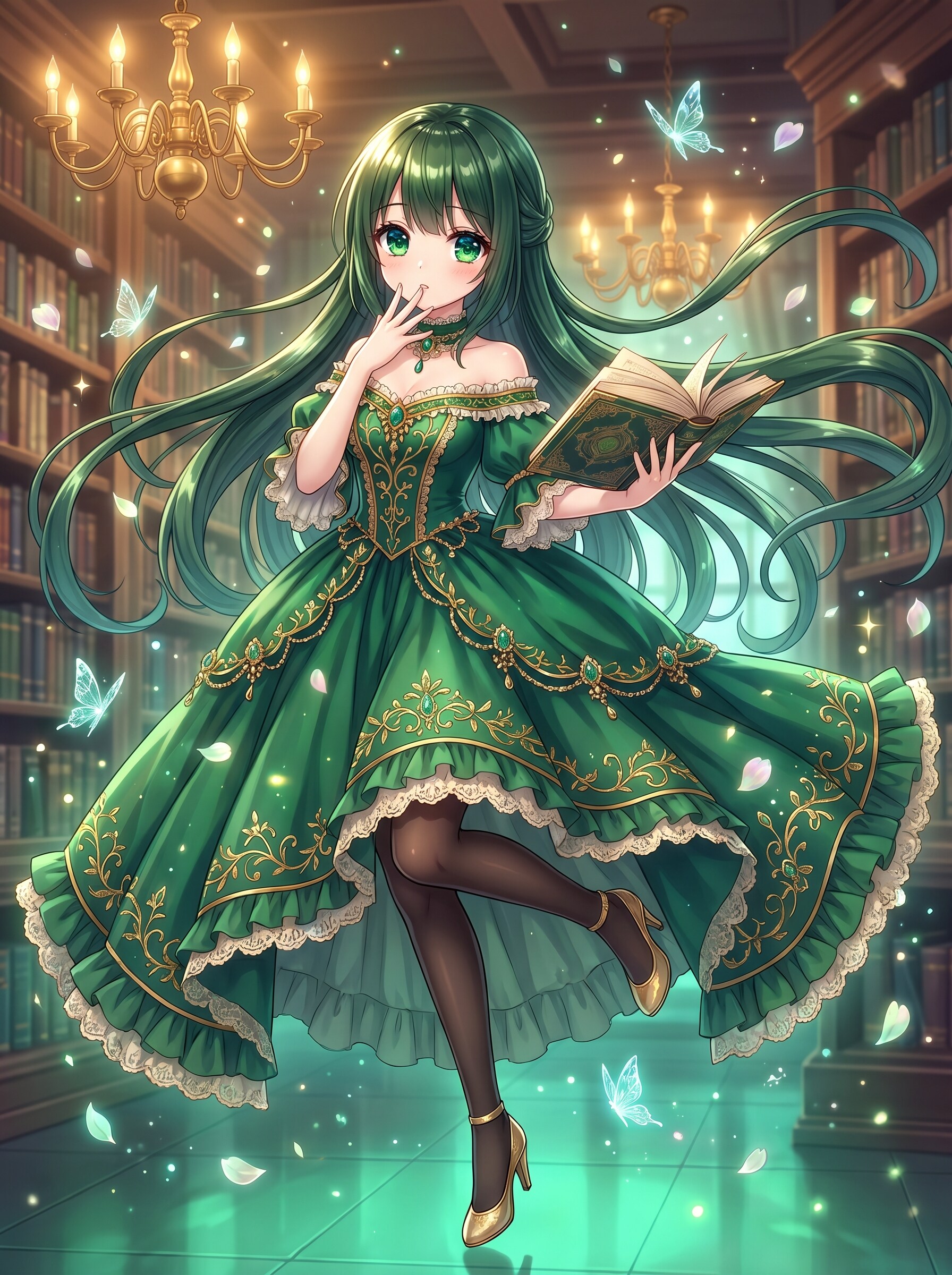 翠燭煌めく魔導書庫 | の人気AIイラスト・グラビア