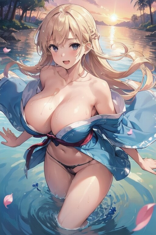 水と夕暮れと