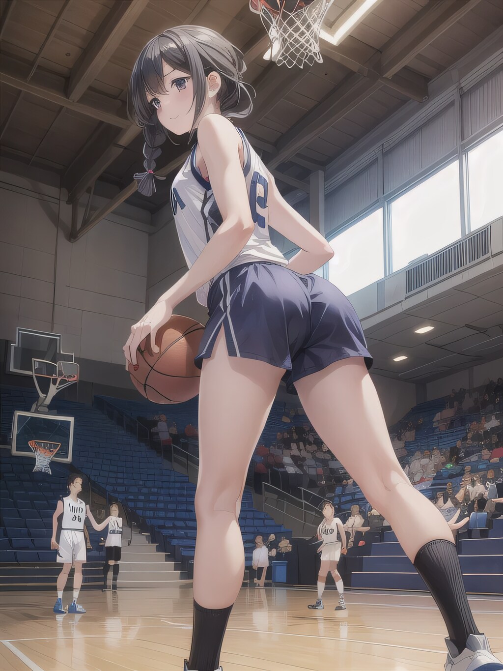 黒髪ロングでユニフォームの少女８