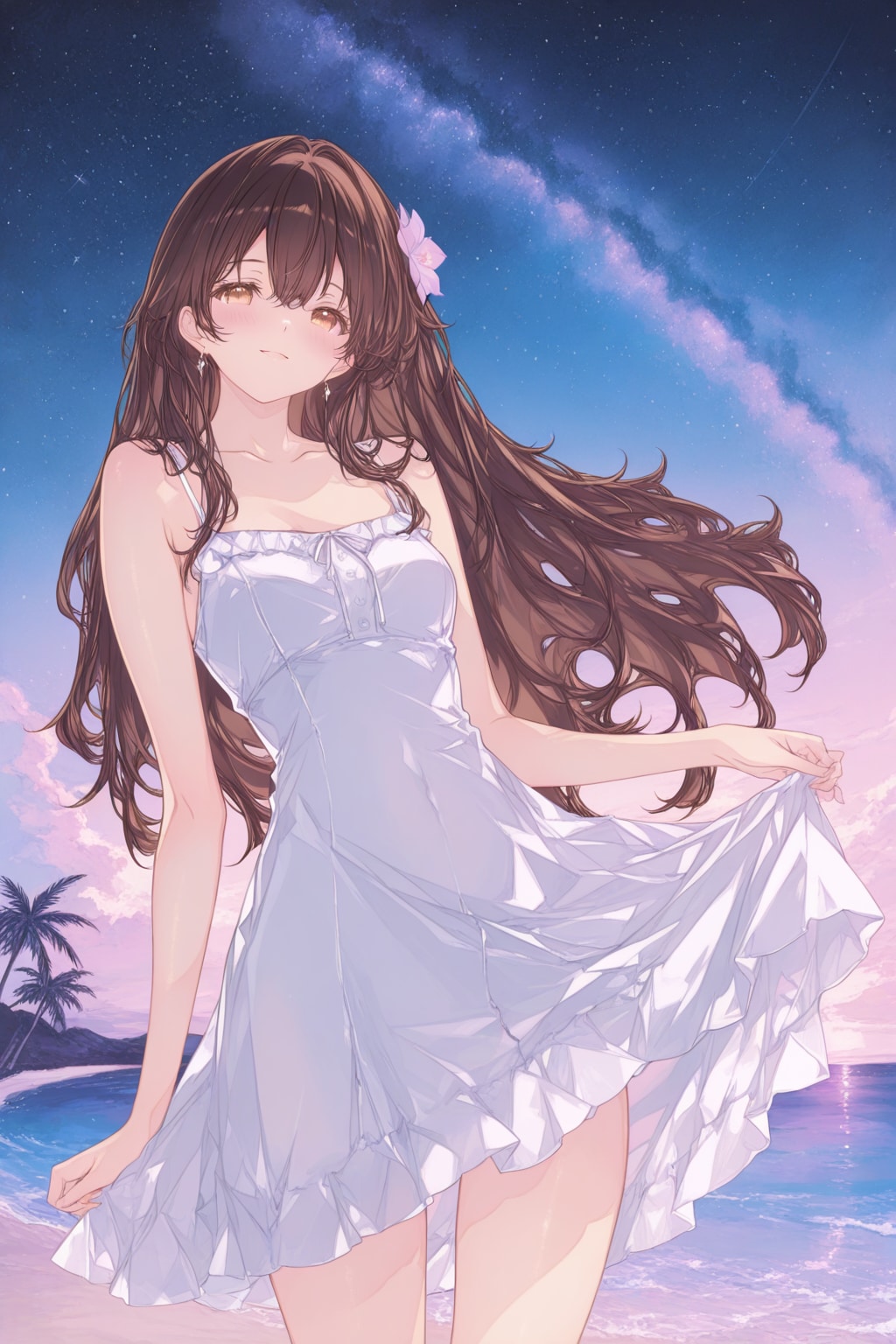 天の川と少女