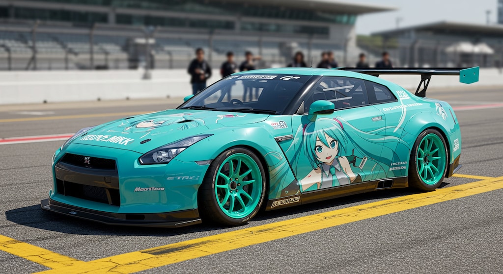 初音ミク痛車GT-Rレーシングカー