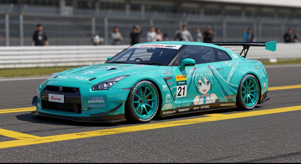 初音ミク痛車GT-Rレーシングカー
