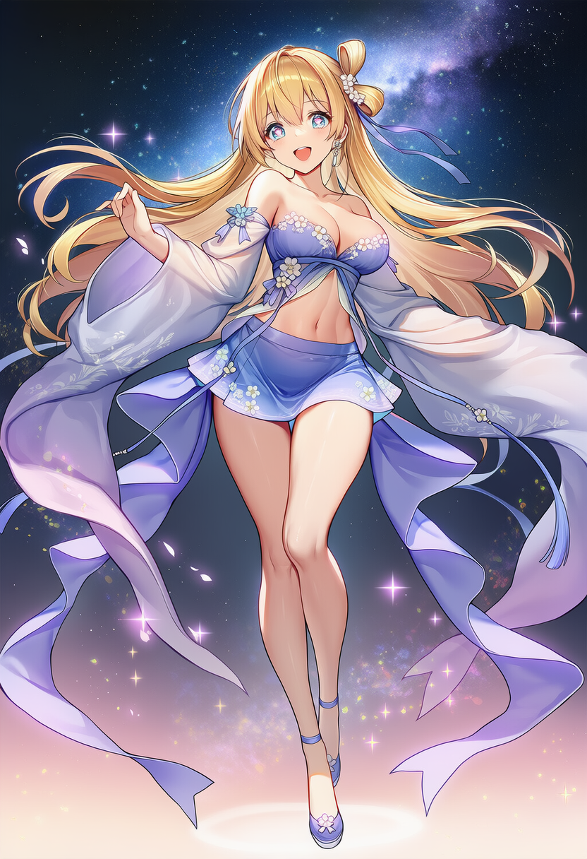 金髪の漢服ドレスの美少女