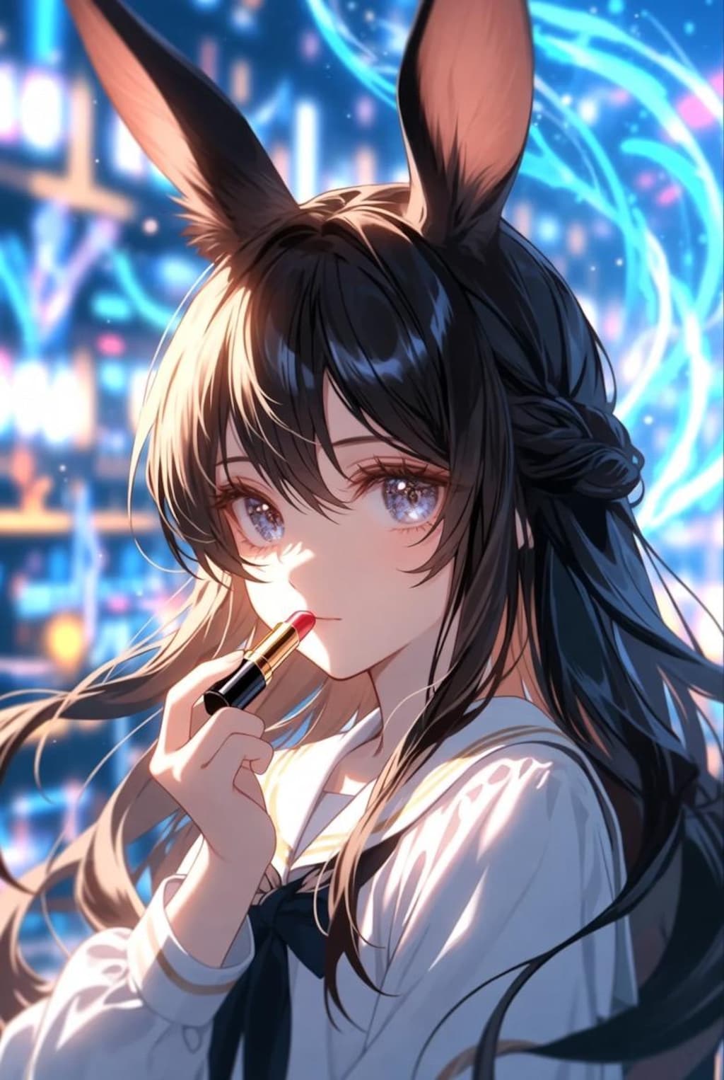 ウサギ×メイク×夜の街