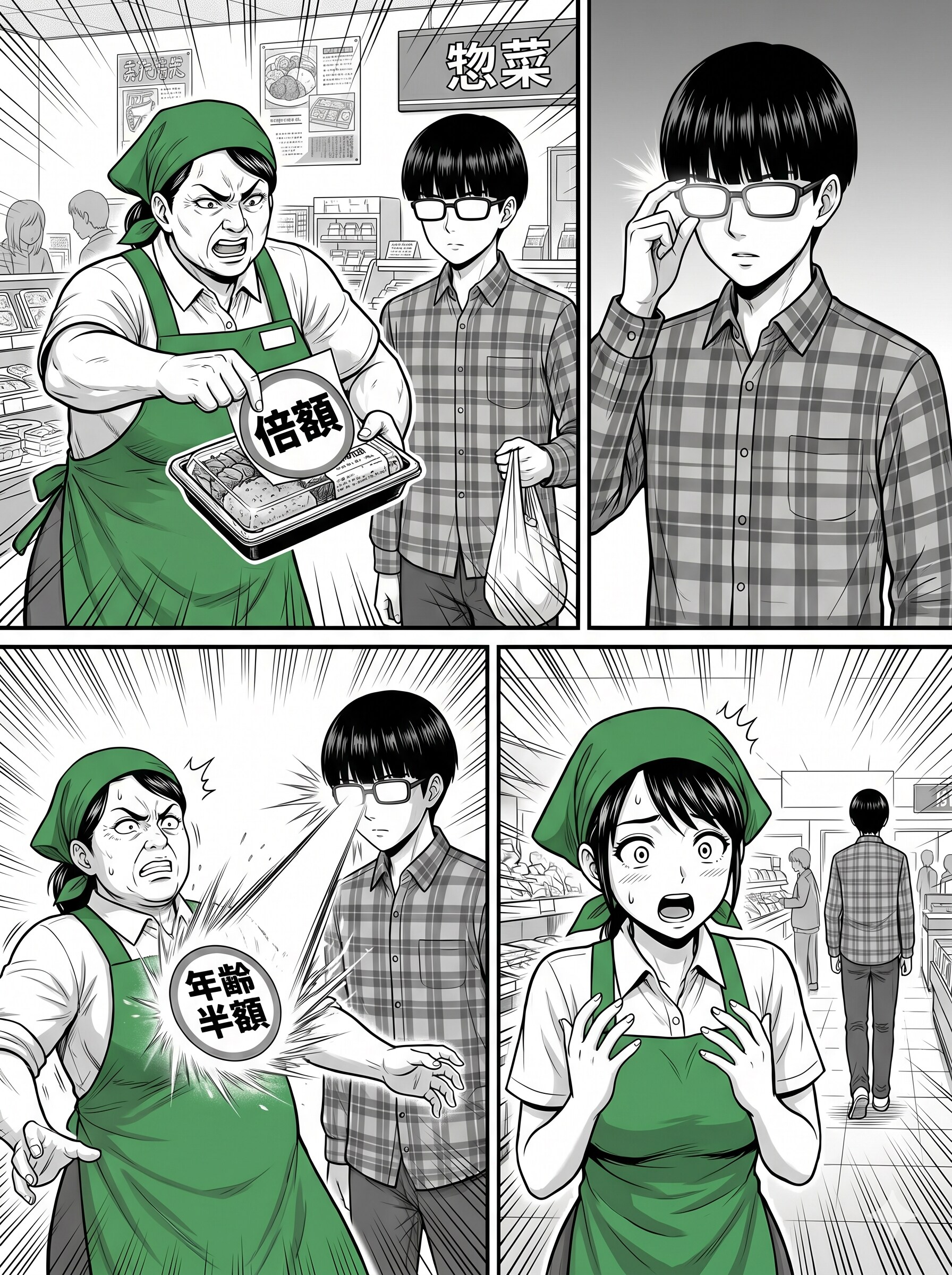 倍額店員vs眼鏡学生
