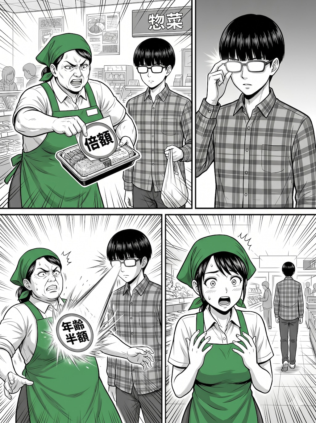 倍額店員vs眼鏡学生