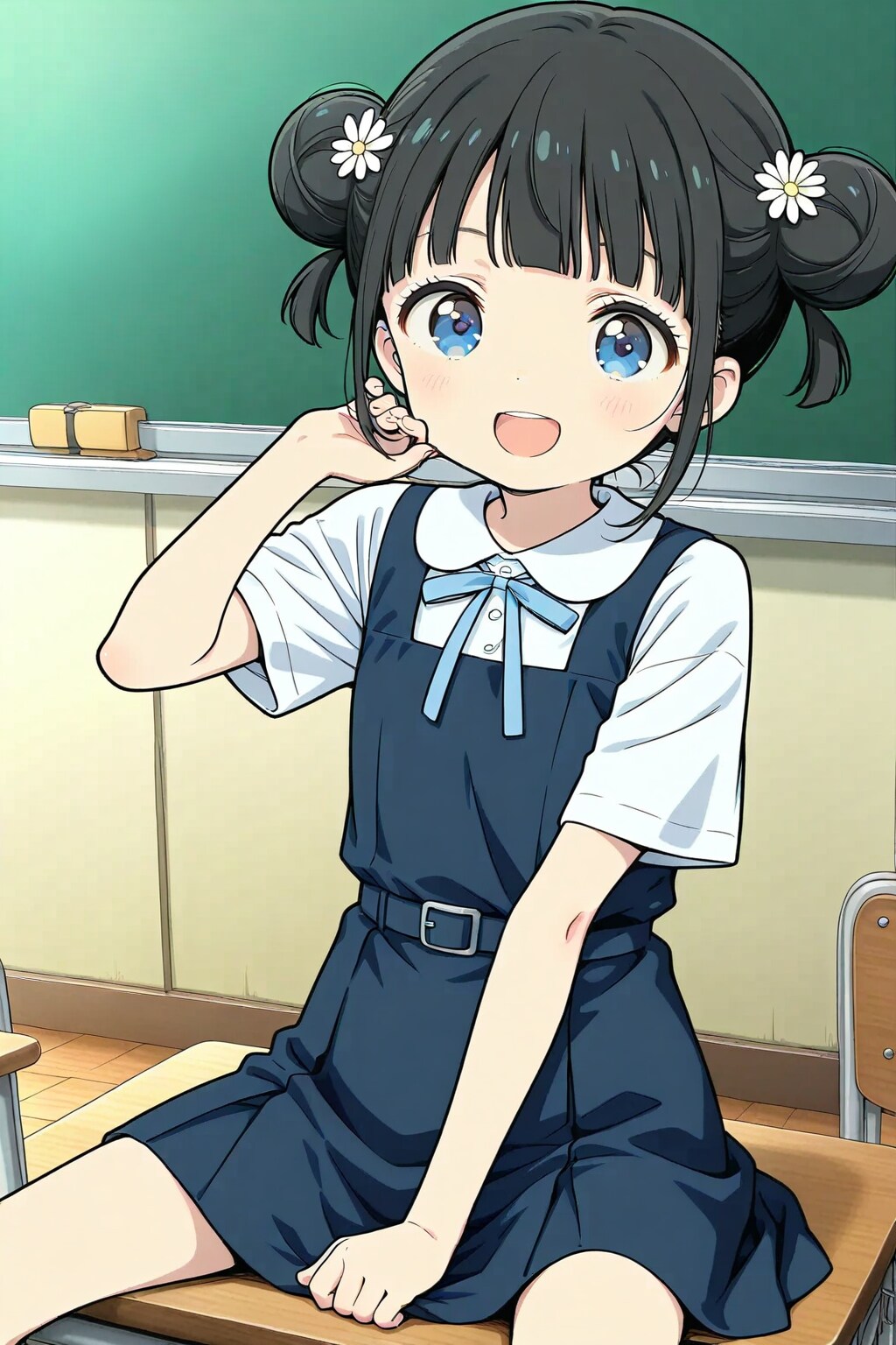 机の上に座っておしゃべりするおだんごちゃん🍡✨ | の人気AIイラスト・グラビア