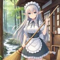 掃除するエルフメイドさん 4枚目