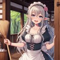 掃除するエルフメイドさん 3枚目
