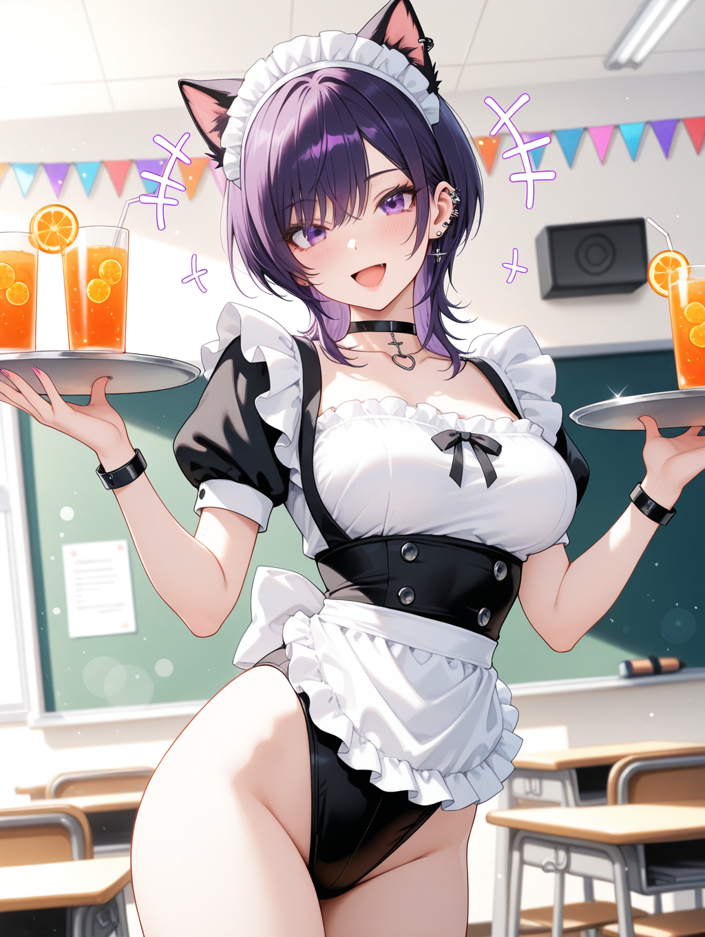 メイド猫耳喫茶へようこそ～🐱 メイド服xレオタード