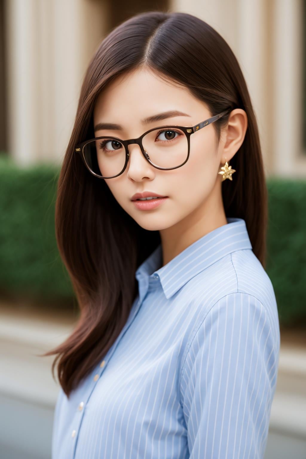 青ストライプシャツ