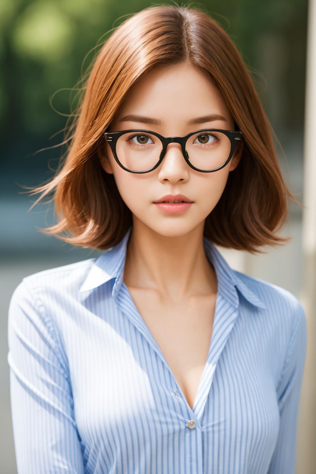 青ストライプシャツ