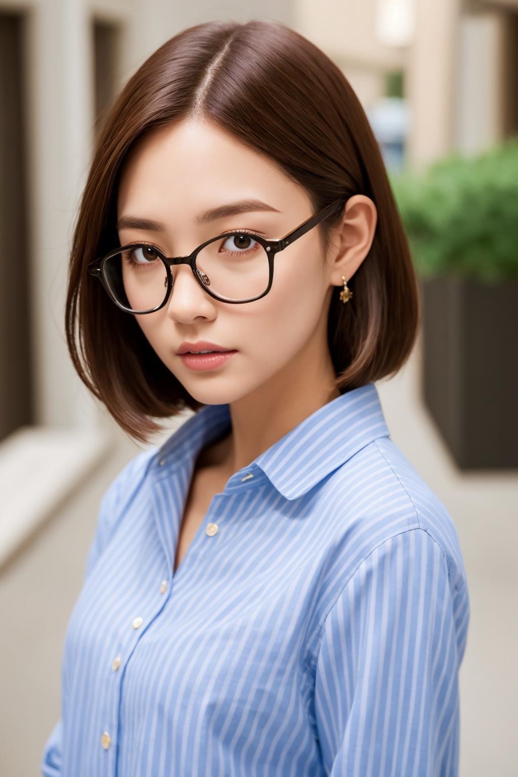 青ストライプシャツ