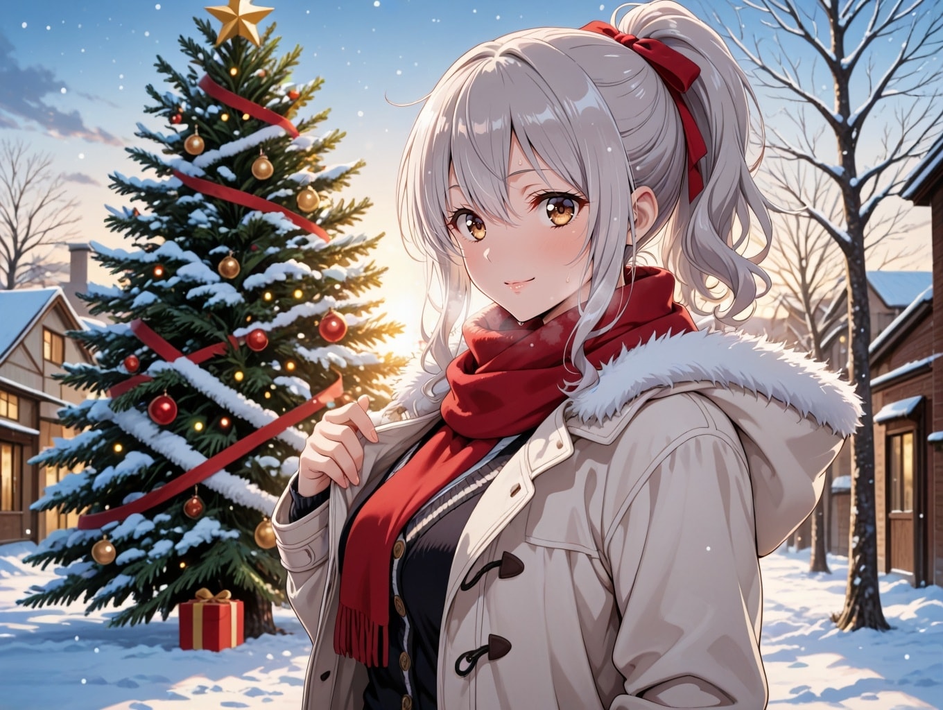 クリスマスツリー とエル　クリスマス4日前 | の人気AIイラスト・グラビア