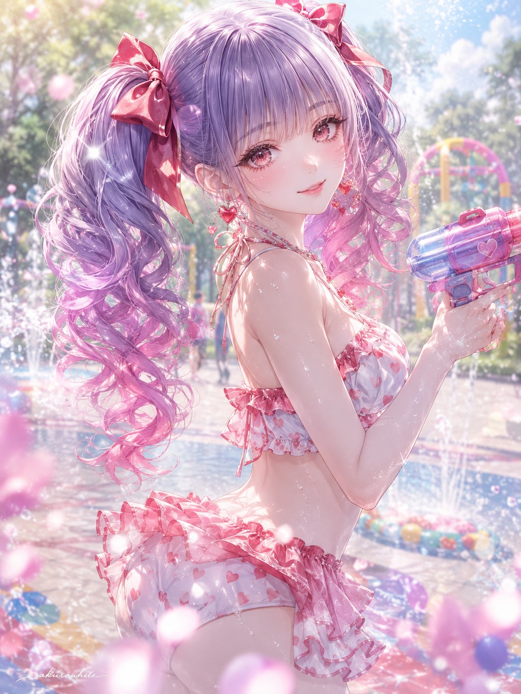 公園で水遊び