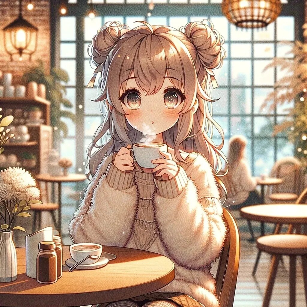 カフェでコーヒーを飲む