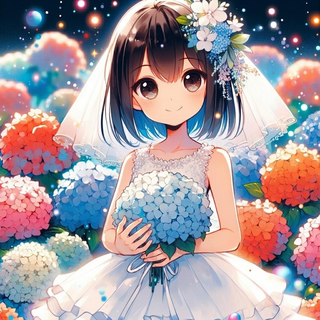 花嫁と紫陽花