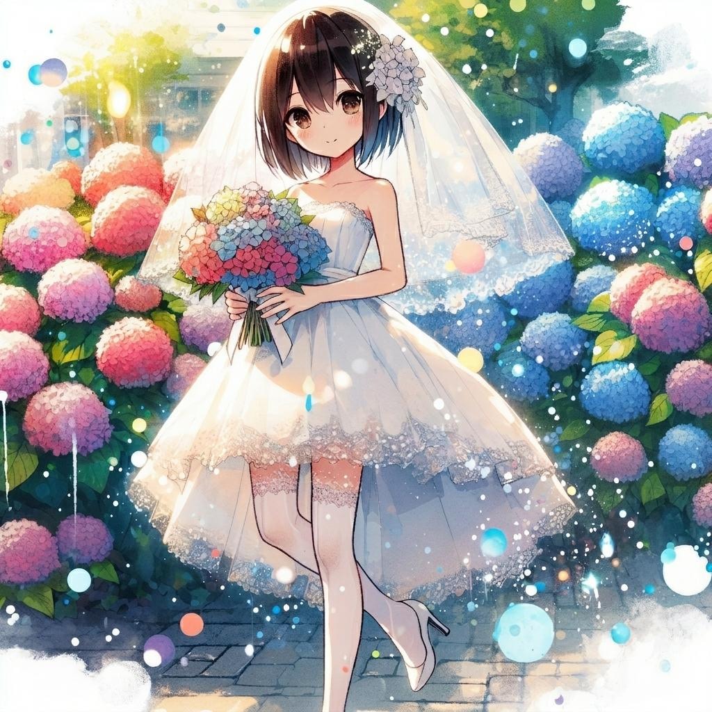 花嫁と紫陽花