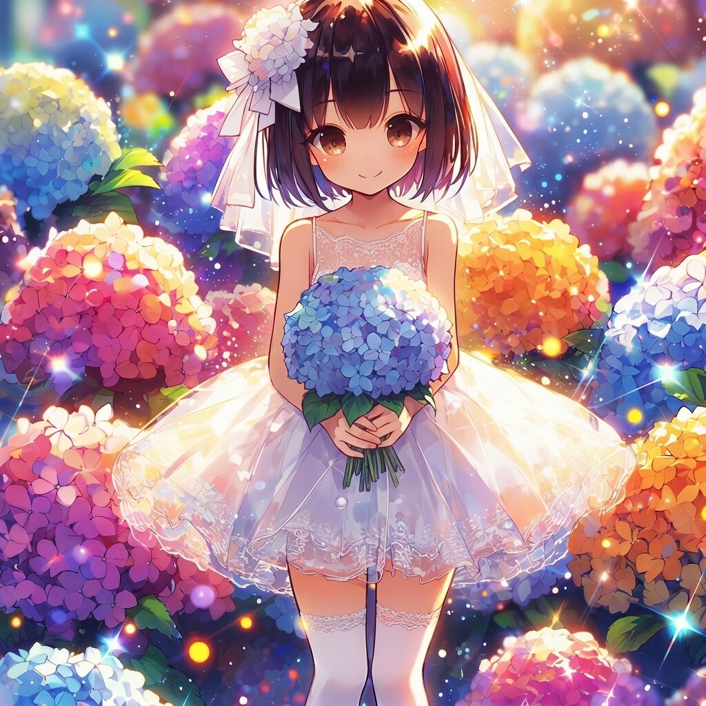 花嫁と紫陽花