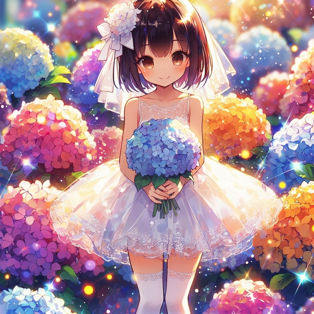 花嫁と紫陽花