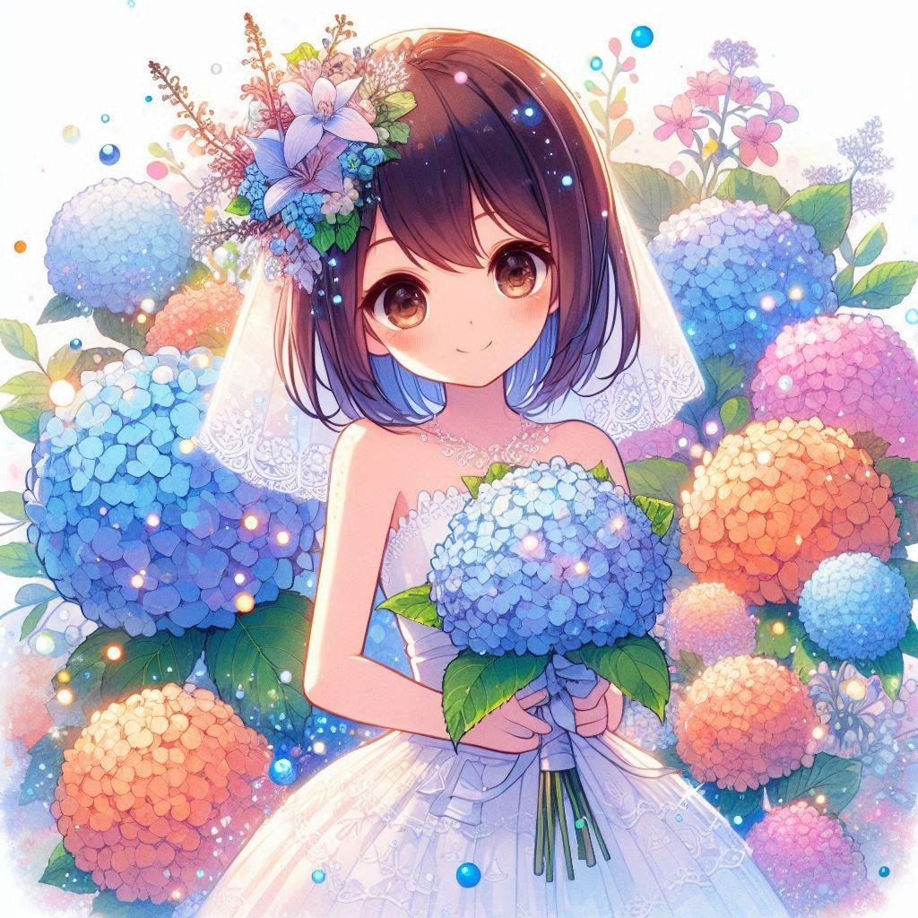 花嫁と紫陽花