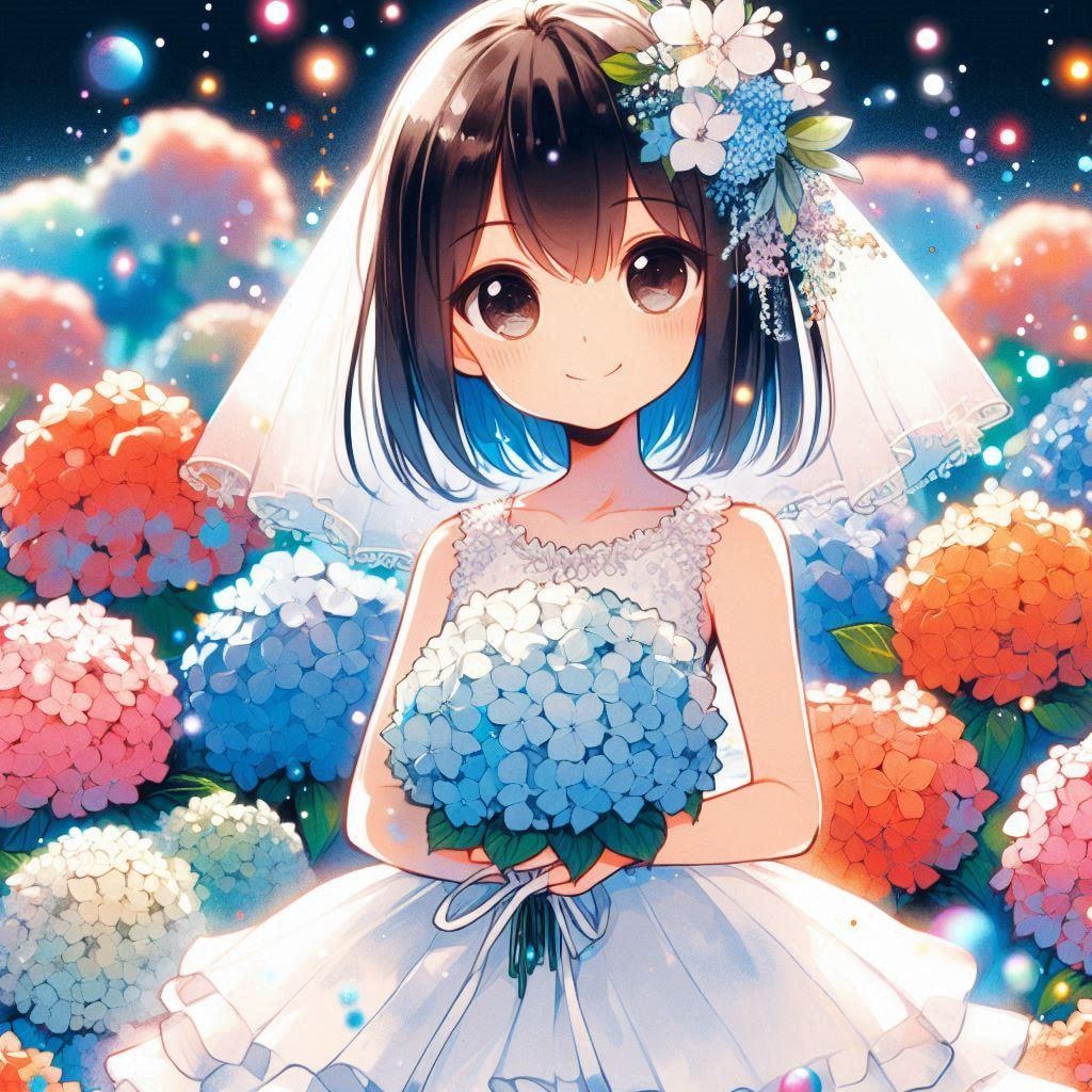 花嫁と紫陽花