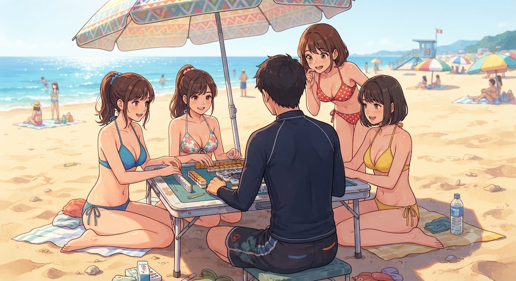 夏の砂浜で麻雀（コパイロット・ニジジャーニー・ジェミニ）