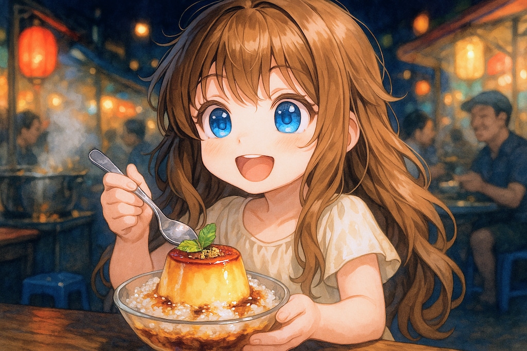 ベトナム料理を食べる小さな女の子