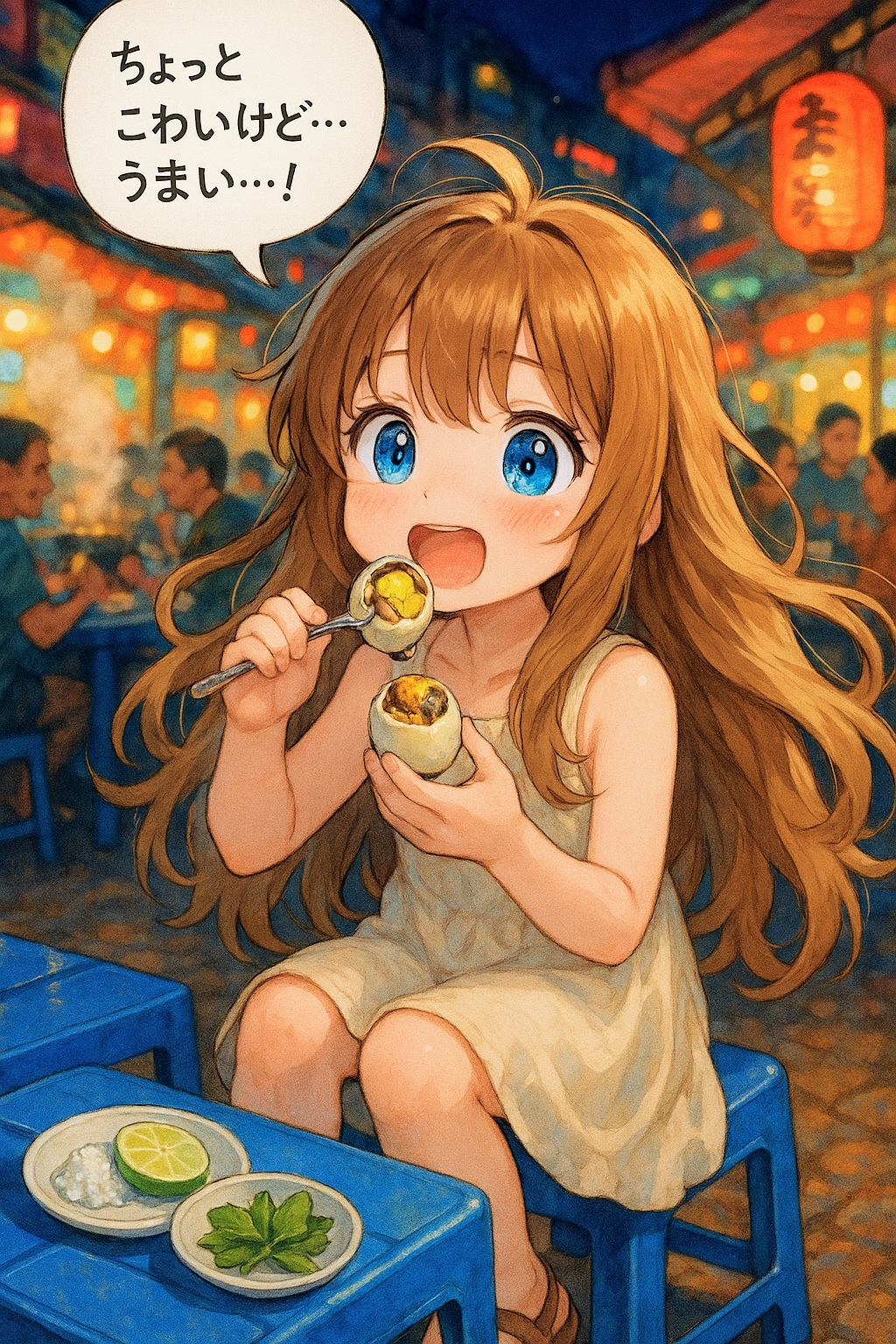 ベトナム料理を食べる小さな女の子 | の人気AIイラスト・グラビア