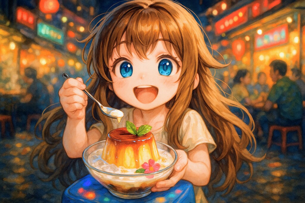 ベトナム料理を食べる小さな女の子