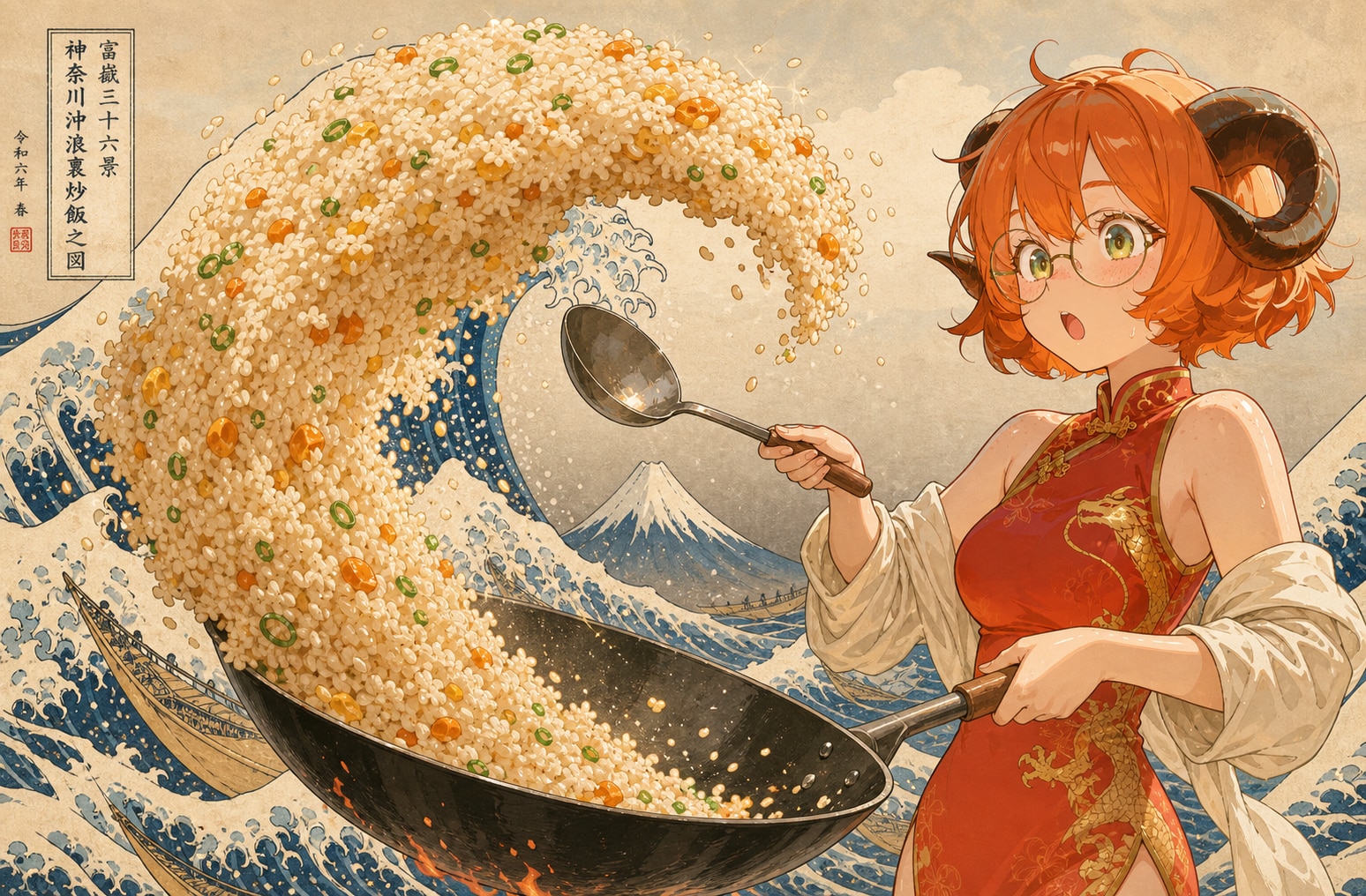 神奈川沖浪裏炒飯之図
