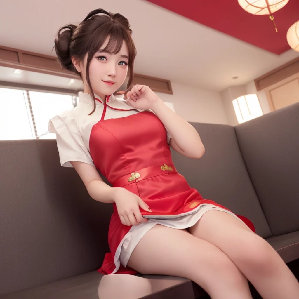 黒髪ロングで中華服の美女３３