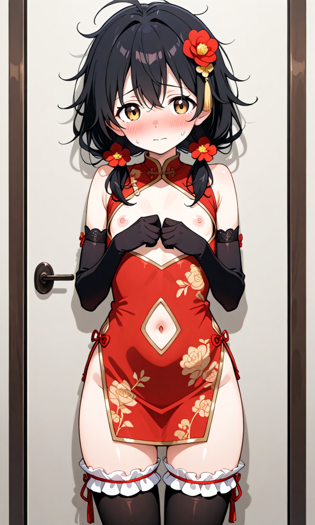 胸出し騎士&チャイナドレス&全裸ニーソグローブ