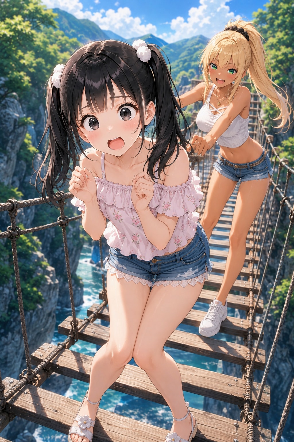 今日は吊り橋の日♪ちょ、ちょっと！揺らさないでよ〜💦