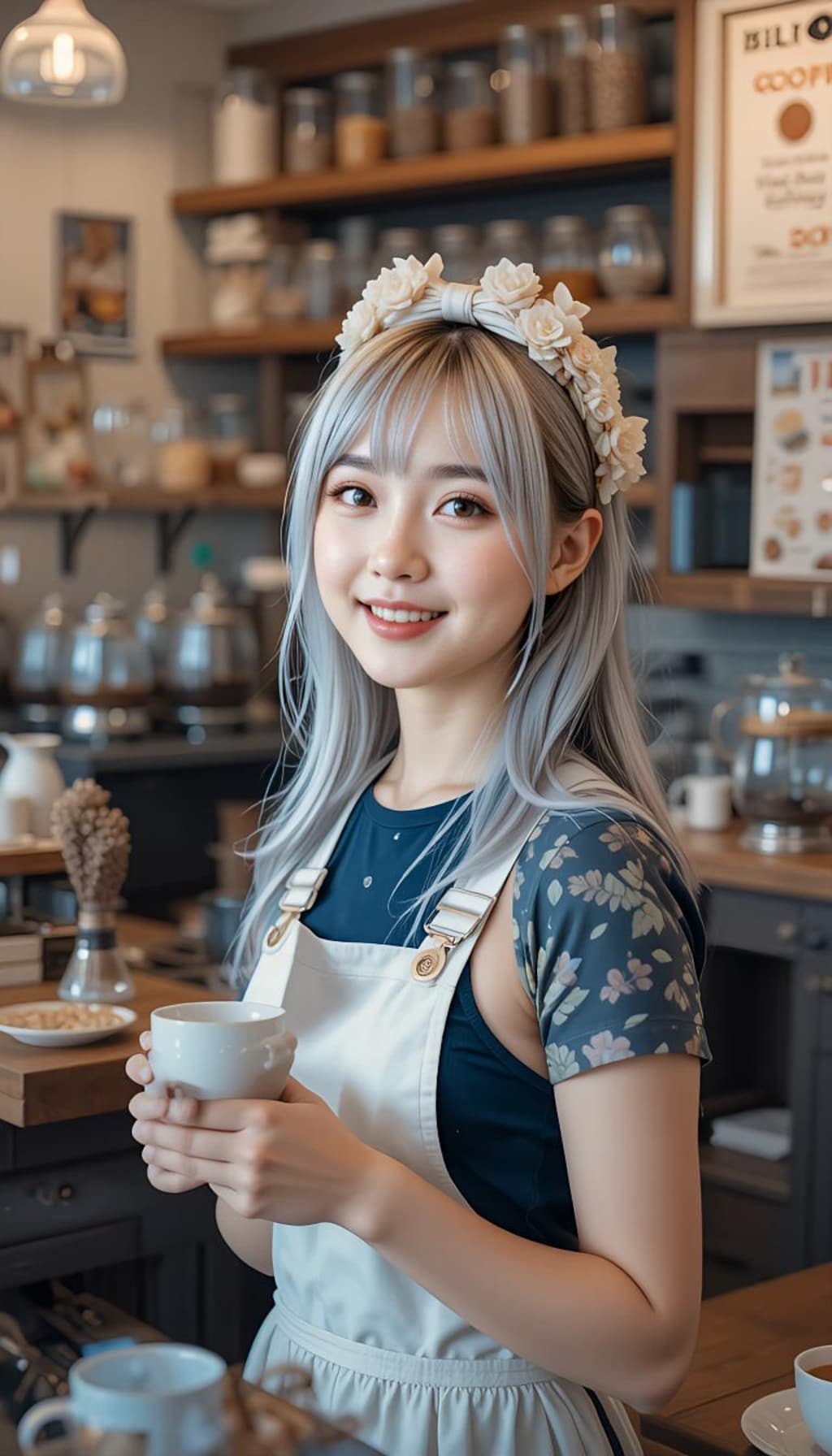 カフェでバイトの君