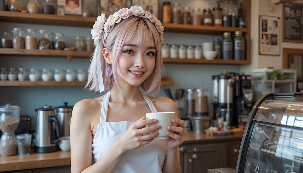 カフェでバイトの君