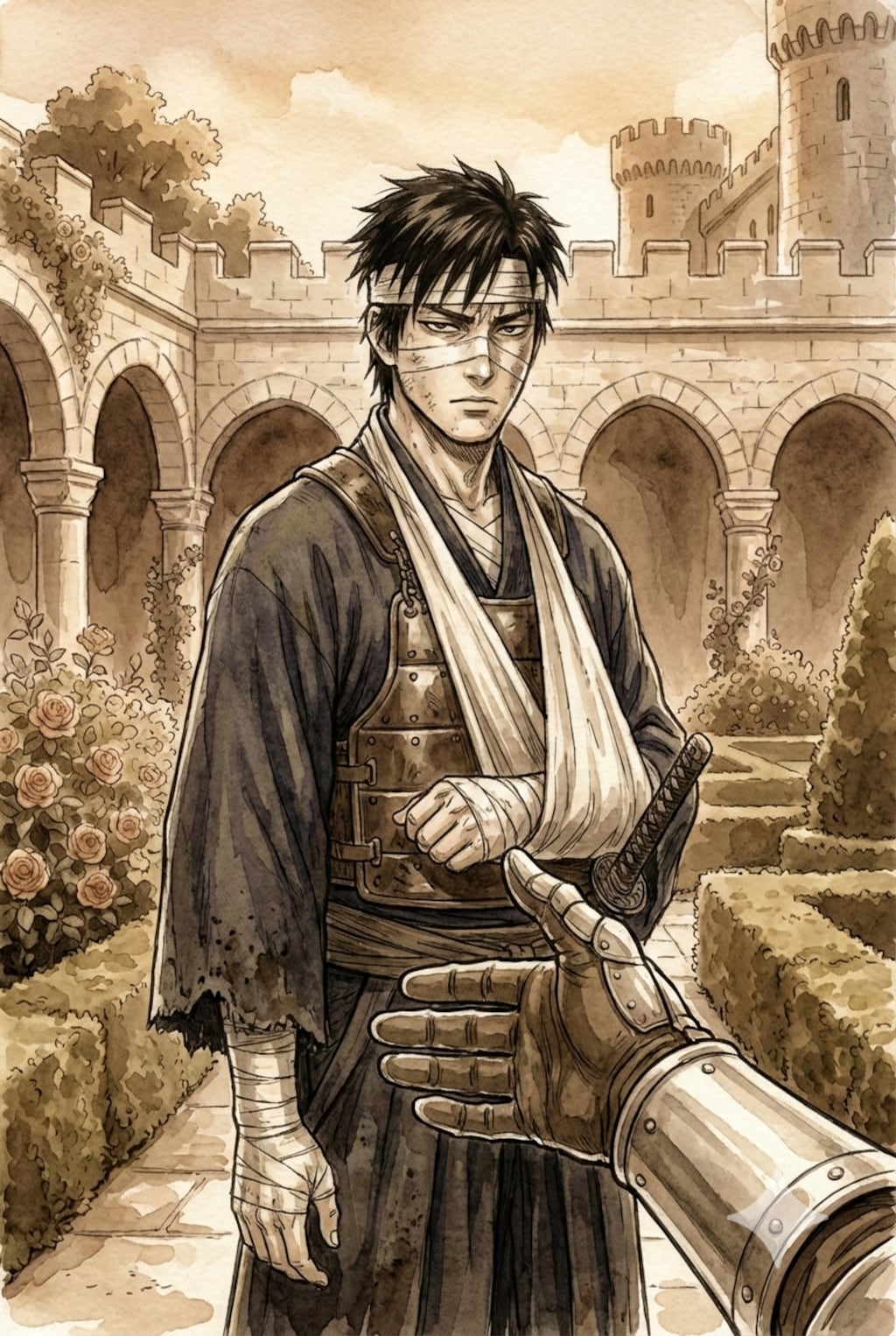 追っているモンスターの情報が手に入るまで、騎士団の困難な任務を共に。翠の人は警戒。