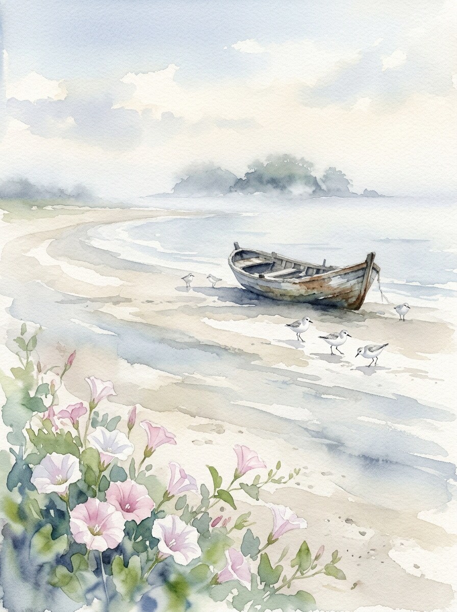 朝靄・浜昼顔