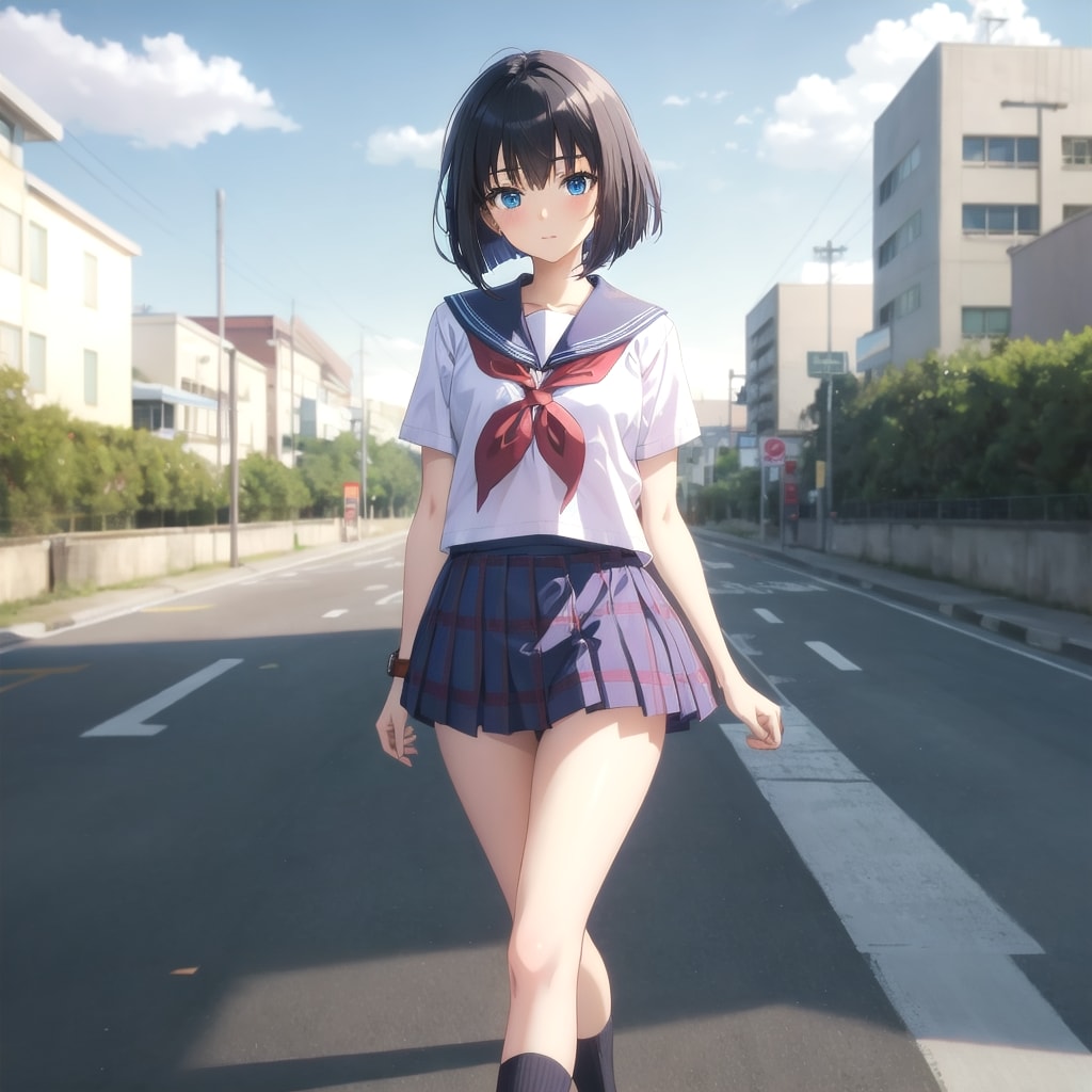 セーラー服女子　通学路