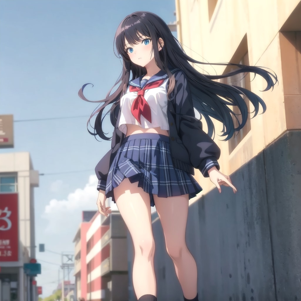 セーラー服女子　通学路