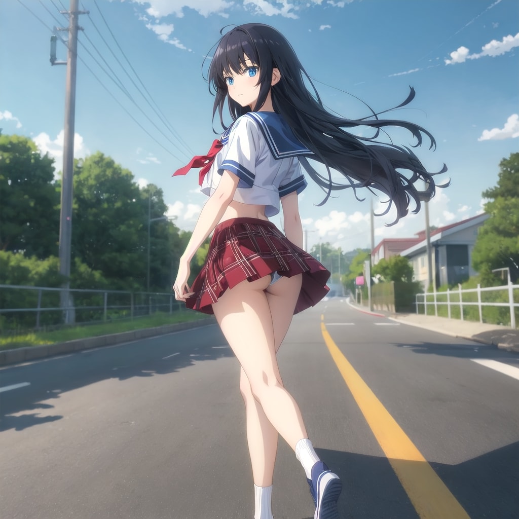 セーラー服女子　通学路