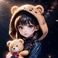 熊のぬいぐるみとゆきちゃん 2枚目