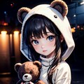 熊のぬいぐるみとゆきちゃん 4枚目