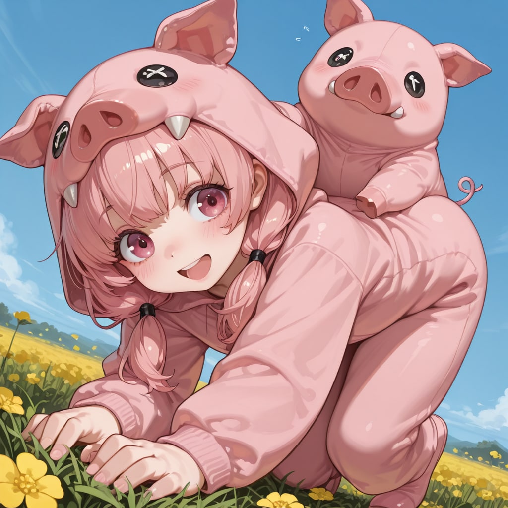 ブタになる桃音ちゃん | の人気AIイラスト・グラビア