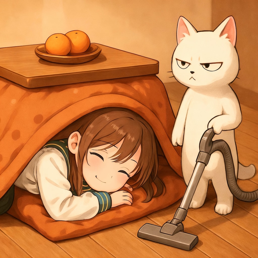 絵海とこたつと猫